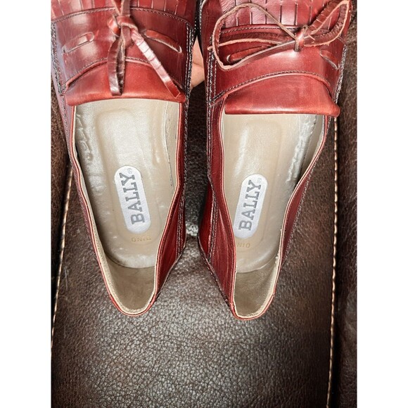 BALLY ITALY MEN\'S BURGUNDY KILTIE LOAFERS DRESS/CASUAL SHOES SIZE 8 D main image 9
